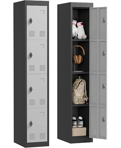 Gaomon 71" Heavy Duty Lockable Metal Locker Cabinet with Hanging Rod & 2 Shelves