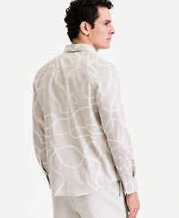 Alfani Men's Long-Sleeve Fluid Swirl Poplin Shirt, Macy's Exclusive