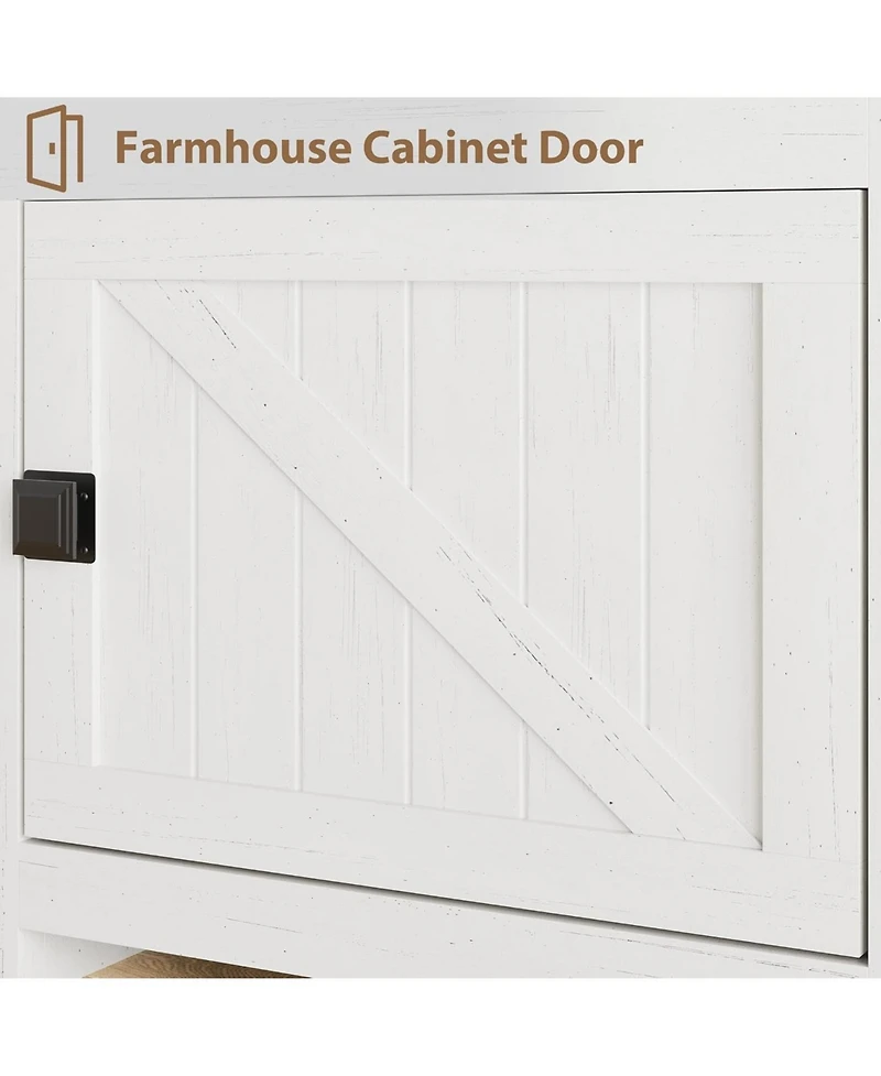 gaomon Farmhouse Tv Stand for 80" TVs, Long Entertainment Center with 4 Drawers and 3 Shelves