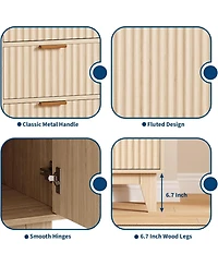 gaomon 47.2" Modern Fluted Sideboard Buffet Cabinet, Wooden Storage Cabinet with 3 Drawers, 2 Doors & Adjustable Shelves.