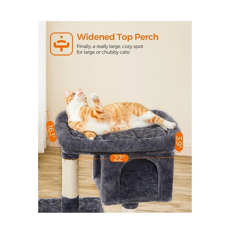 Cozito 26.4-Inch Cat Tower with 2 Cat Caves, Scratching Posts, Compact Indoor Cat Tree