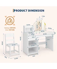 gaomon 2-in-1 Princess Vanity Set, Girls Perfect Gift Makeup Desk & Chair Combo