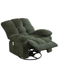 Clihome Oversized Swivel Recliner Chair with Vibration Massage & Lumbar Heating, 350 lbs Capacity, Rocker Single Sofa Side Pocket