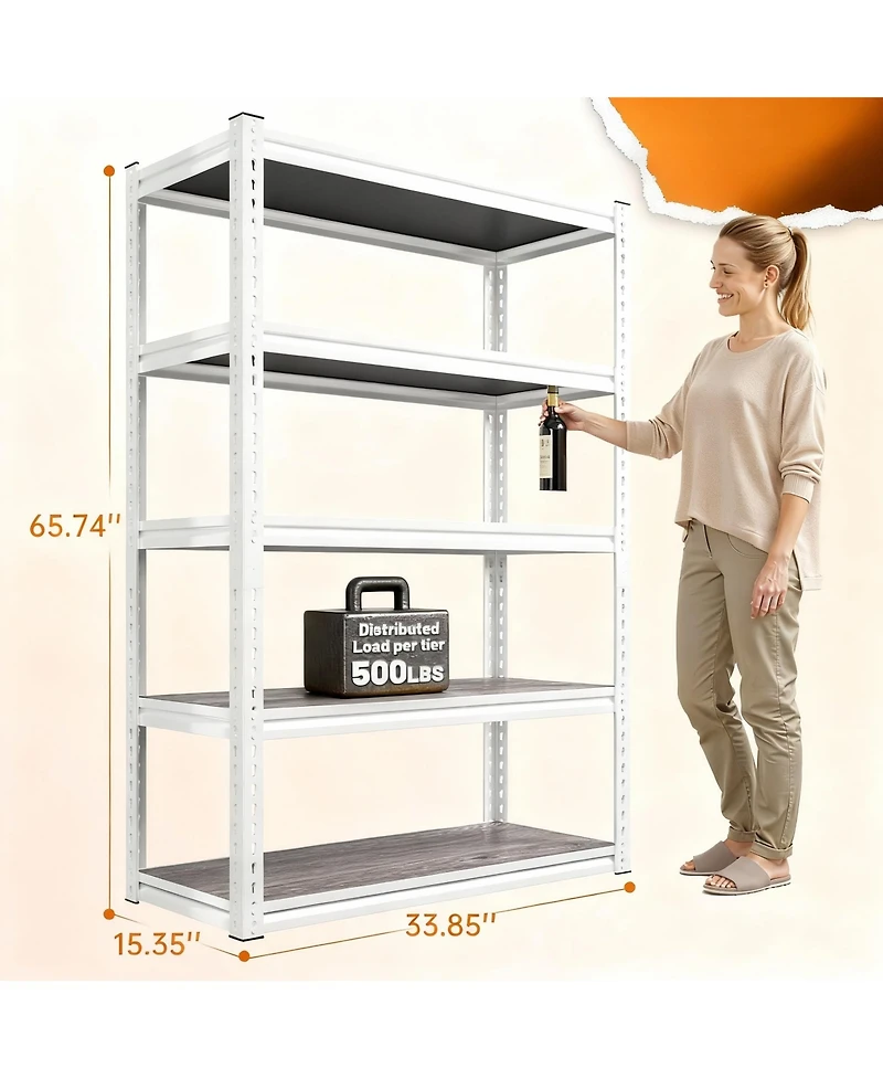 Yigii 5-Tier 2500LBS Adjustable Metal Shelving Unit for Garage, Kitchen, Pantry