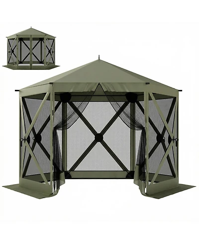 Outsunny 10 x 11 ft Pop Up Gazebo Screen Tent, Inst Camping Canopy