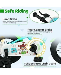 Mecale 14 Inch Kids Bike with Training Wheels and Basket Green Color-14