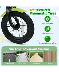 Mecale 12 Inch Kids Bike with Training Wheels and Basket Green Color-12