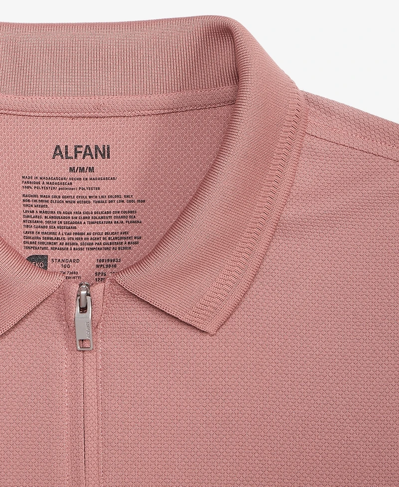 Alfani Men's Ottoman Short Sleeve Textured Quarter-Zip Polo Shirt