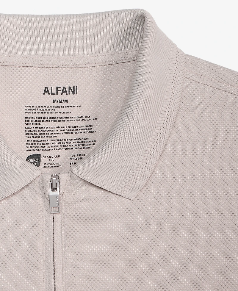 Alfani Men's Ottoman Short Sleeve Textured Quarter-Zip Polo Shirt