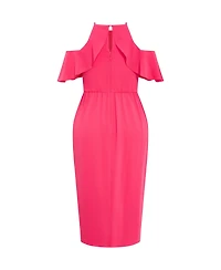 City Chic Women's Plus Love Siren Ruffle Shoulder Dress