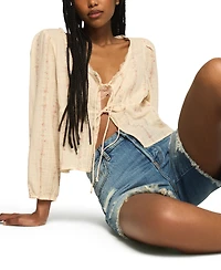 Lucky Brand Women's Festival Cutwork Long-Sleeve Blouse