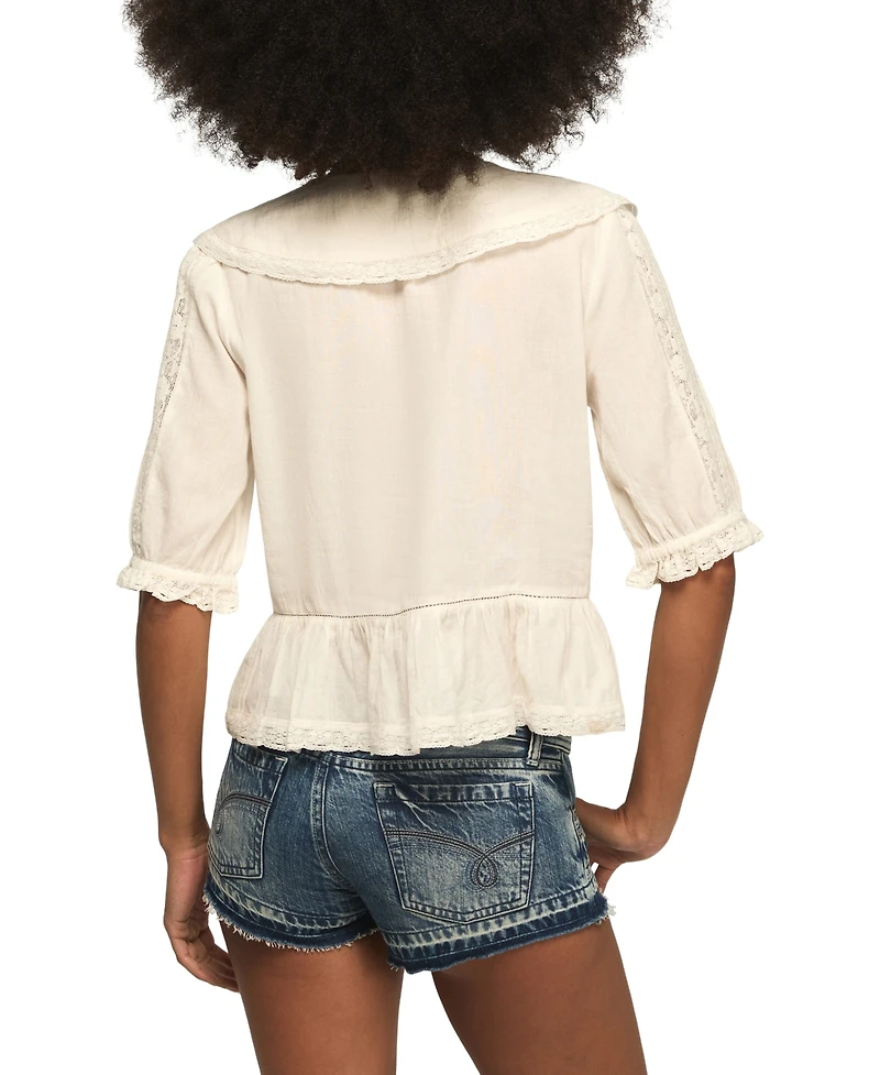 Lucky Brand Women's Peter Pan Peplum Blouse