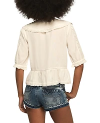 Lucky Brand Women's Peter Pan Peplum Blouse