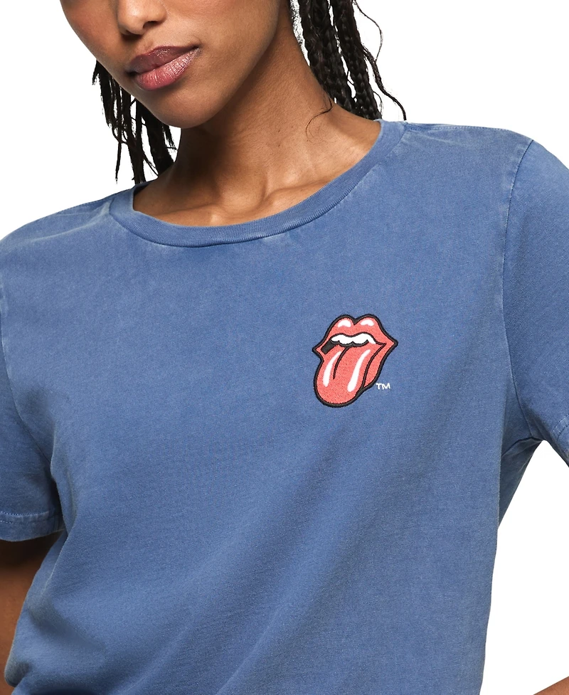 Lucky Brand Women's Rolling Stones Patch Classic Crewneck T-Shirt
