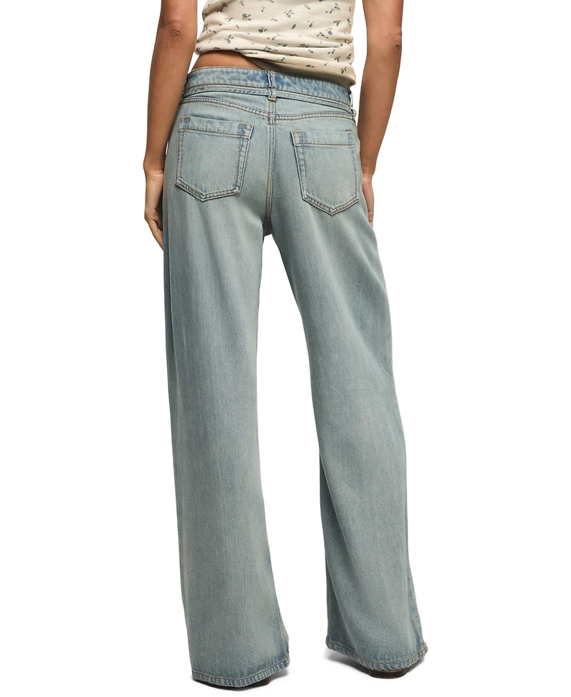 Lucky Brand Women's Wide Leg Liquid Denim Luxe Palazzo Jeans