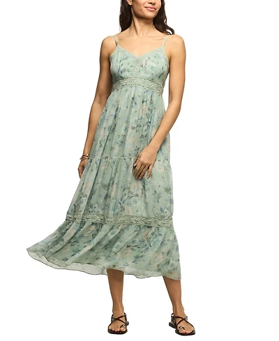 Lucky Brand Women's Tiered V-Neck Midi Dress