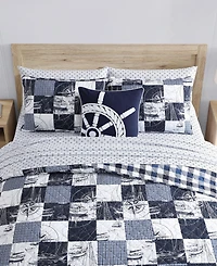 Nautica Sailors Patchwork Cotton Reversible -Pc. Quilt Set