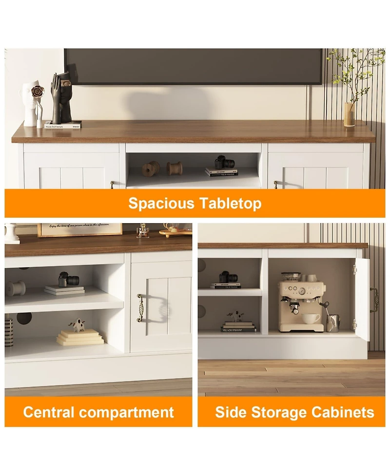 gaomon Farmhouse Rustic Wood Tv Stand for 65 Inch TVs