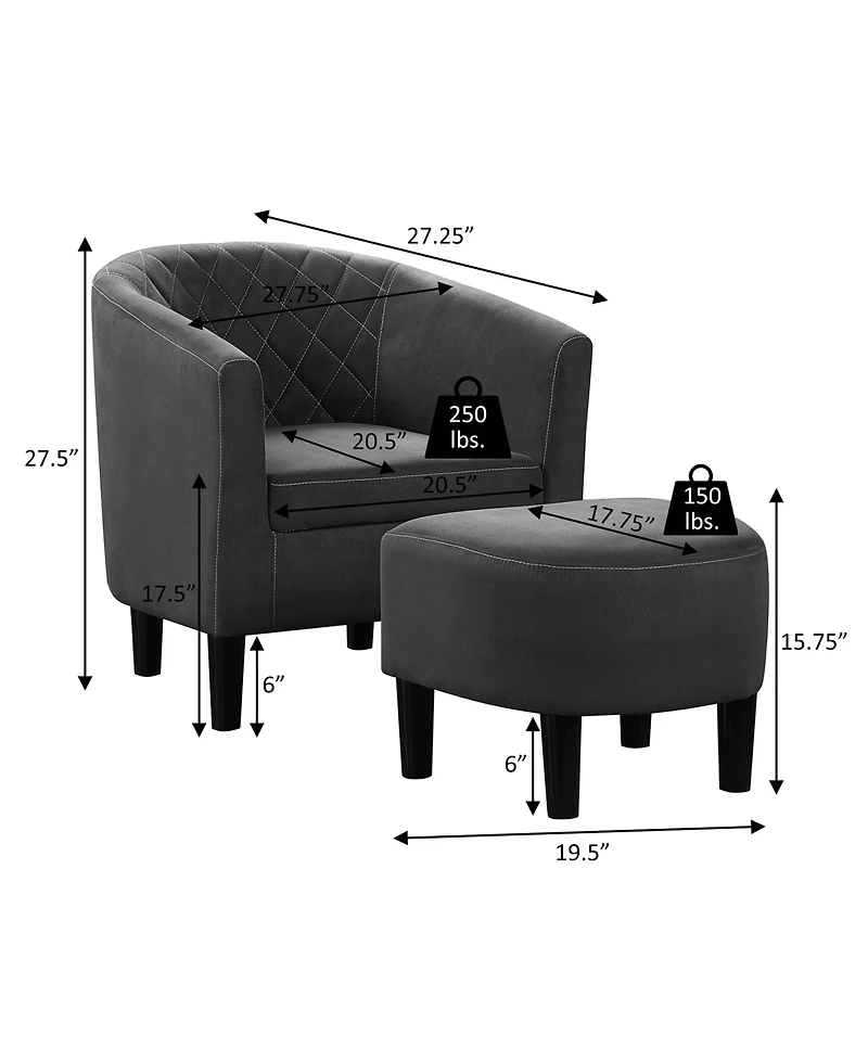 Convenience Concepts 27.75" Polyester Roosevelt Accent Chair with Ottoman