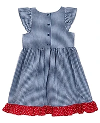 Rare Editions Girls' 2T-6X Navy Flower Seersucker Dress