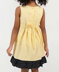 Rare Editions Girls' 2T-6X Yellow Bee Schiffli Seersucker Dress