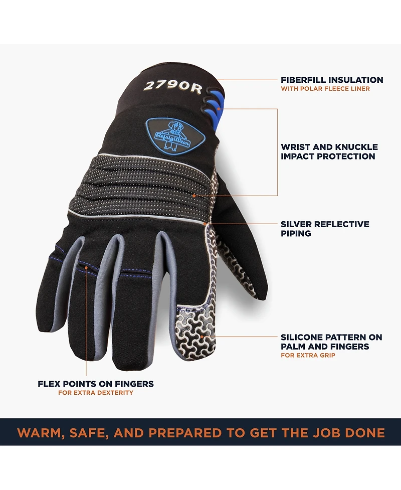 RefrigiWear Men's Insulated ArcticFit Max Gloves with Polar Fleece Liner Impact Protection and Silicone Grip