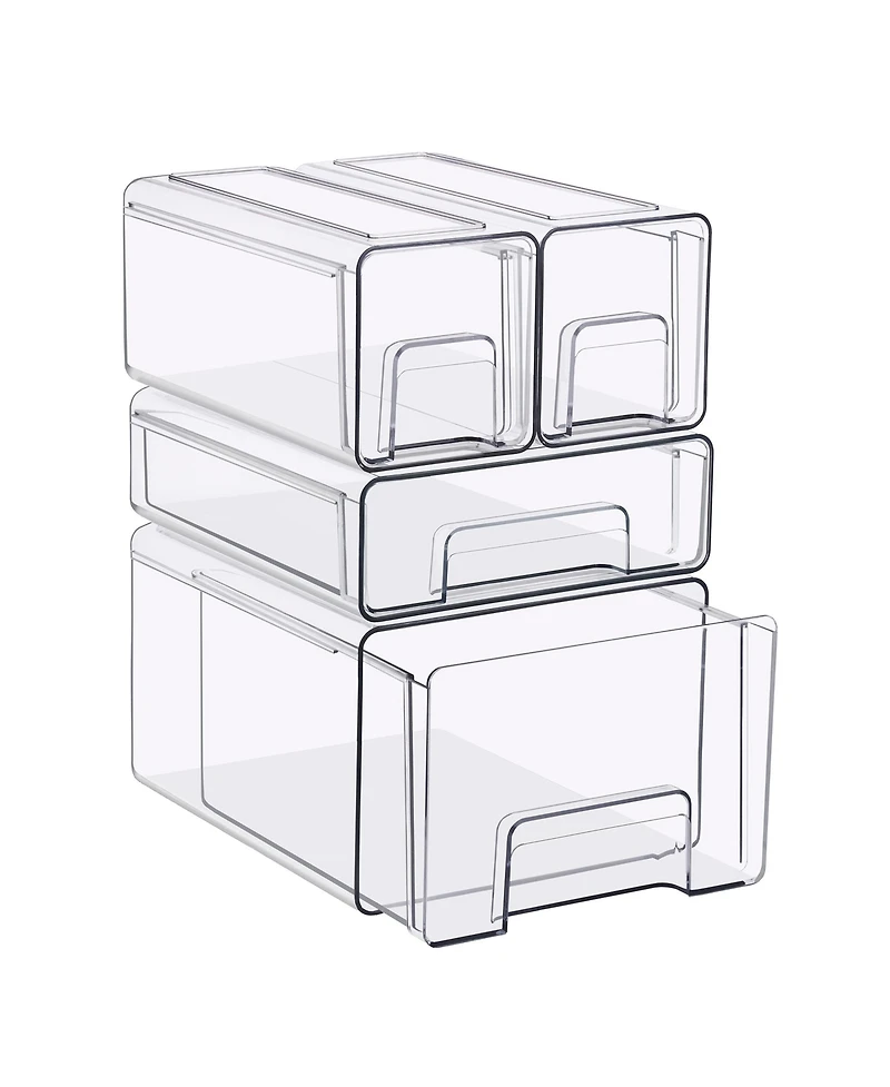 Sorbus Piece Clear Stackable Storage Drawers Case with Handles - for Bathroom, Closet, Pantry, Cabinet