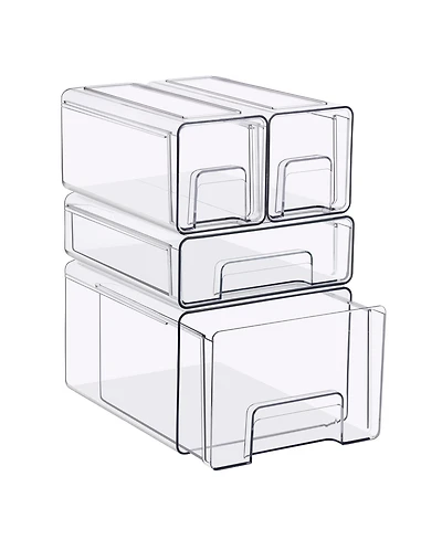 Sorbus Piece Clear Stackable Storage Drawers Case with Handles - for Bathroom, Closet, Pantry, Cabinet