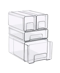 Sorbus Piece Clear Stackable Storage Drawers Case with Handles - for Bathroom, Closet, Pantry, Cabinet