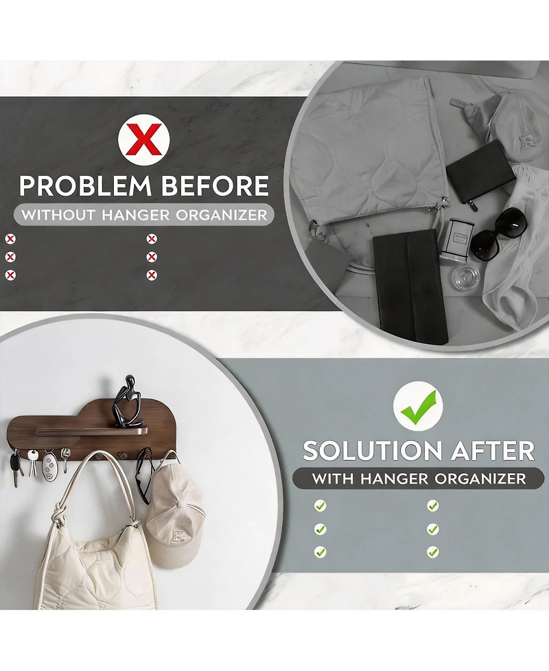 Yigii Solid Wood Mail & Key Holder