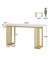 Tribesigns Modern Console Table with Faux Marble Top & Metal Base, 63" Narrow Long Sofa Table for Entryway, Hallway, Living Room