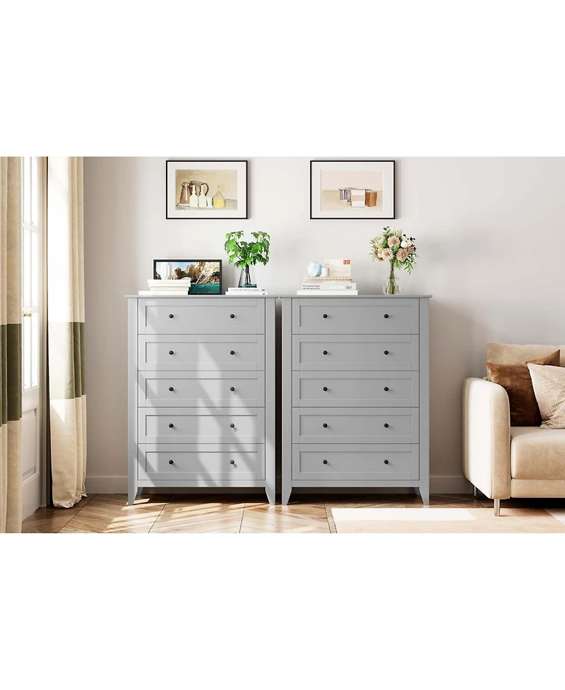 gaomon 5 Drawer Dresser for Bedroom, Tall Dresser with Deep Drawers & Metal Knobs