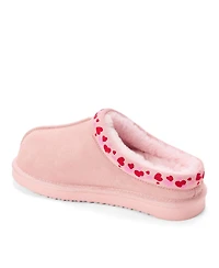 Dearfoams Women's Fireside Greta Genuine Shearling Clog Slipper with Embroidery