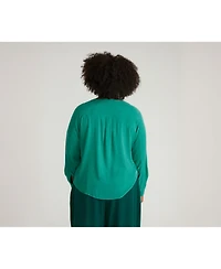 Universal Standard Women's Plus Cooling Stretch Cupro Button-Down Blouse