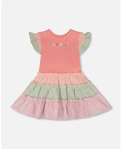 Deux par Toddler Girls Cotton Bi-Material Dress