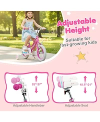 Mecale Inch Kids Bike for Aged 3-8 Years Old with Adjustable Handlebar Pink- Starlight Wave