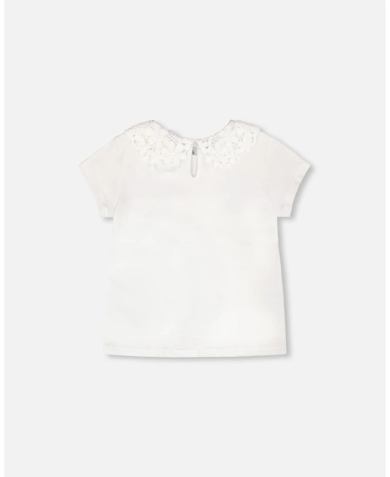 Deux par Girl T-Shirt with Crochet Peter Pan Collar Toddler|Child