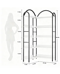 Yigii 5-Tier Storage Bookshelf, Corner Design, Edge Protection, Stable, Easy Assembly-Metal Frame for Living Room, Bedroom, Office