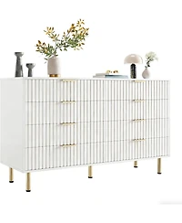 gaomon Drawer Dresser for Bedroom, Fluted Dresser with Large Drawers and Sturdy Gold Legs Support