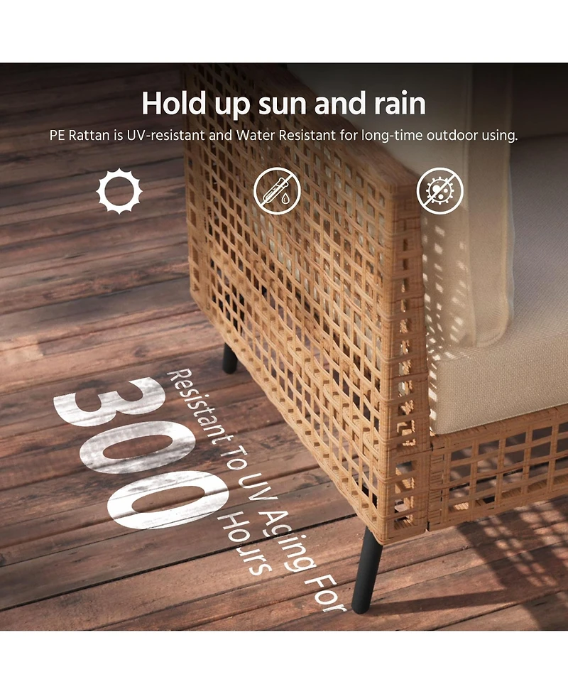 Decksplore 7 Pieces Outdoor Sectional Sofa Set All-Weather Pe Wicker Rattan Patio Conversation with Thick Cushions Furniture