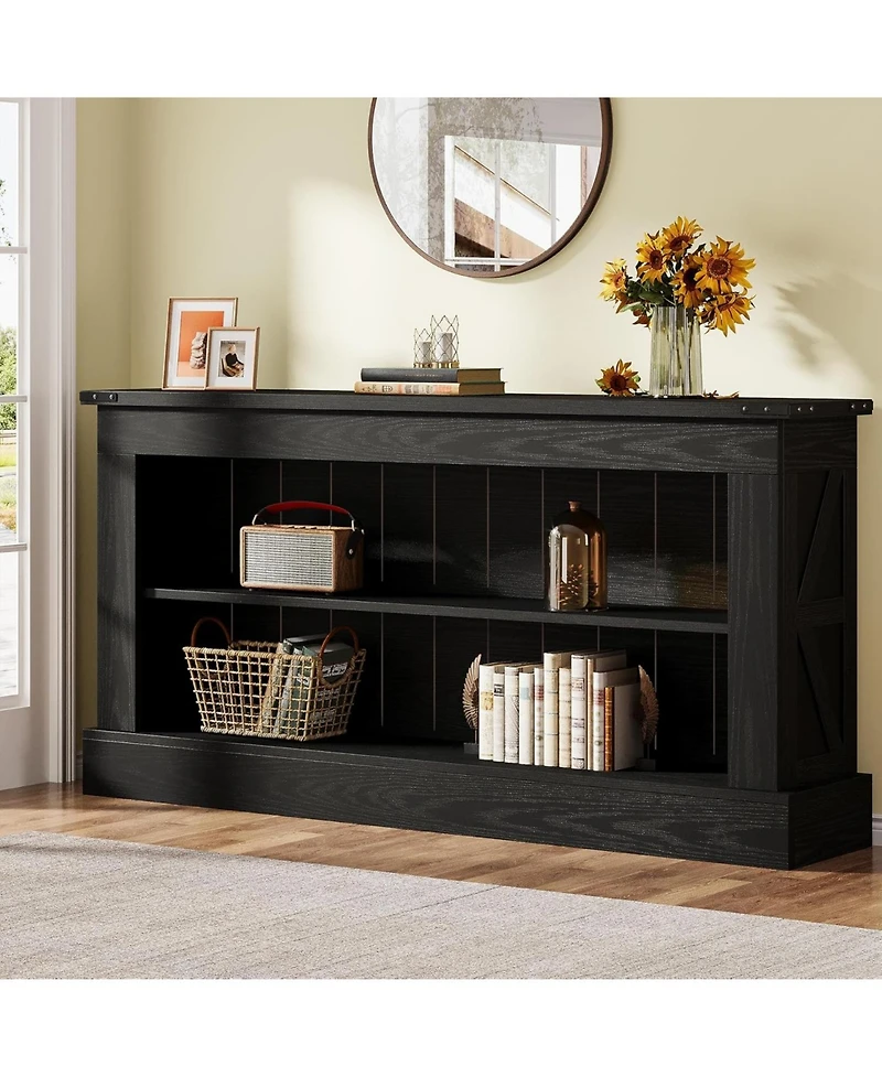 Tribesigns 63-Inch Long Console Table for Entryway, Narrow Farmhouse Sofa Table with Shelves