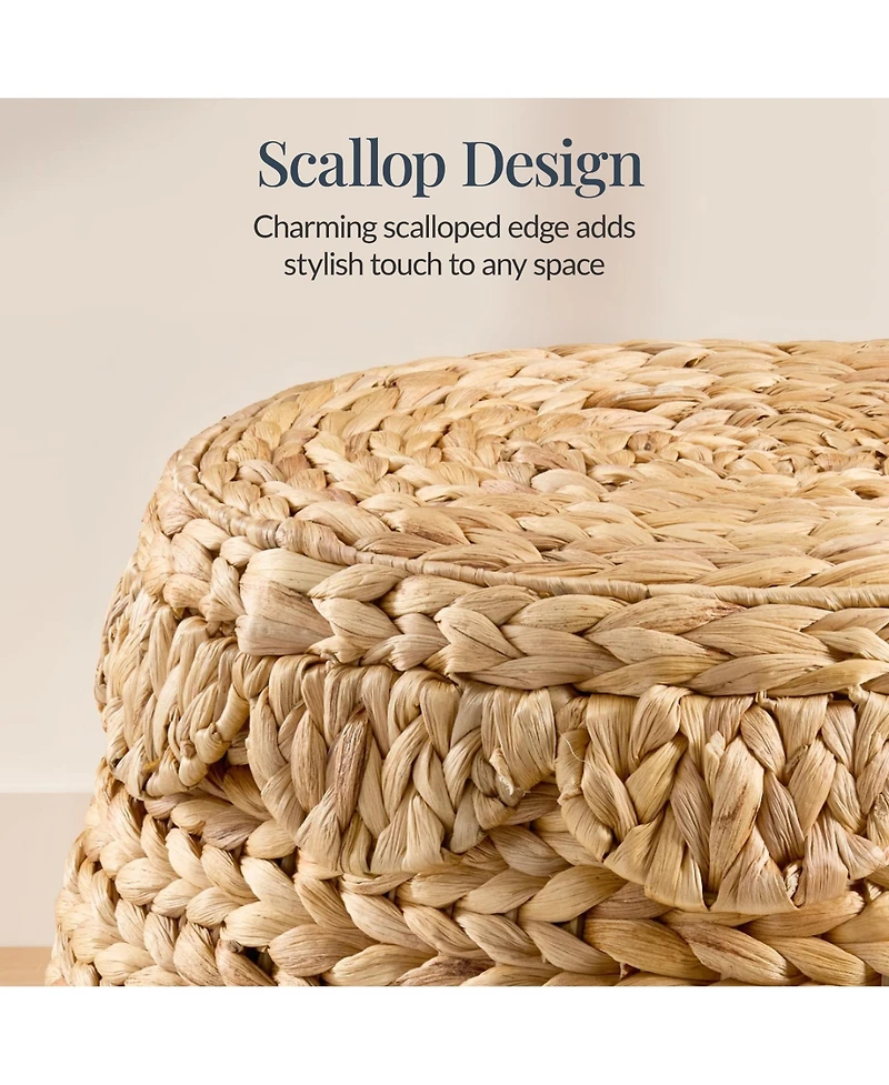 Best Choice Products Scalloped Water Hyacinth Storage Tote Basket with Lid