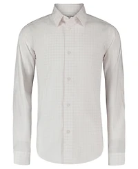 Calvin Klein Boys' 8-20 Long-Sleeve Stretch Dobby Check Dress Shirt