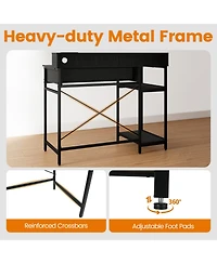 Mecale 48" Computer Desk with Monitor Stand, Drawer, and Shelves, Home Office Workstation