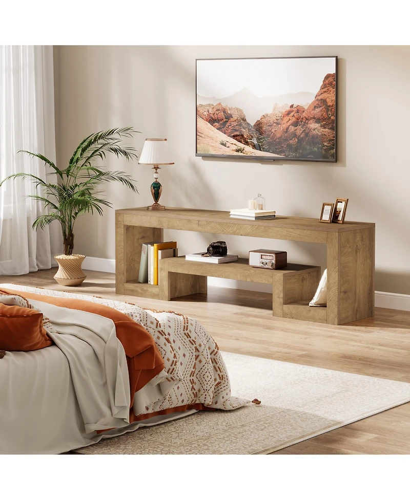 Tribesigns 63-Inch Tv Stand for 55/60/65/75-Inch TVs, Farmhouse Entertainment Center