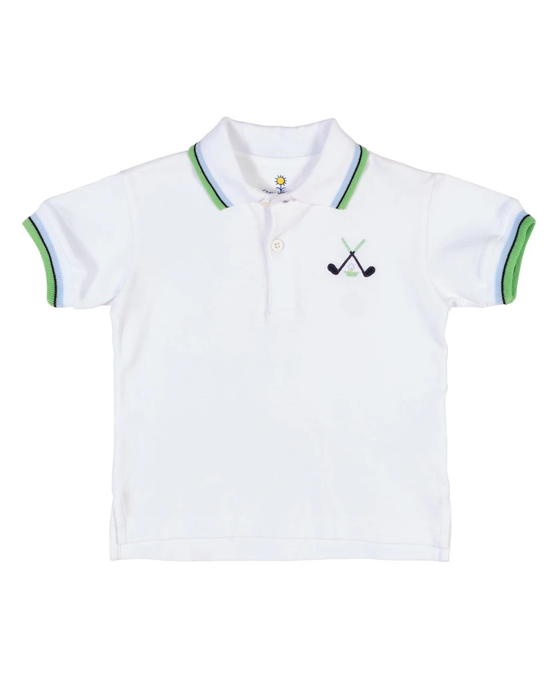Florence Eiseman Little Boys Knit Polo With Golf Clubs