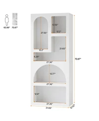 Tribesigns 70.87" Tall Geometric Bookcase Set of 2, Arched Bookshelf with 5 Irregular Storage Shelves, Open Art Decor Display Shelf for Living Ro