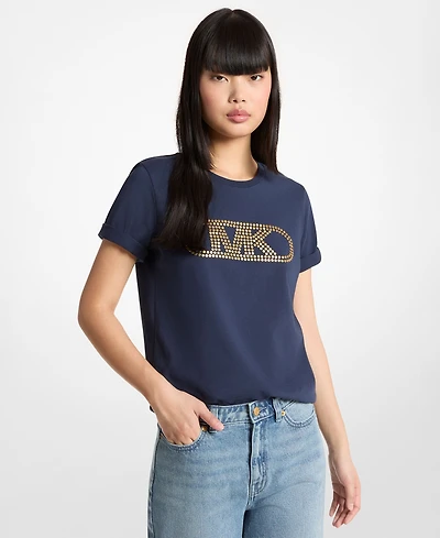 Michael Kors Women's Empire Stud Classic Crewneck T-Shirt