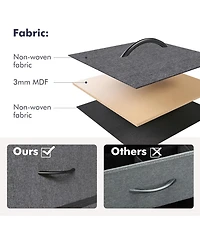 gaomon 5-Drawer Bedroom Dresser, Fabric Storage Dresser with Anti-Tip Kit and 4 Hooks, Tall Vertical Dressers, Sturdy Steel Frame, Wooden Tabletop