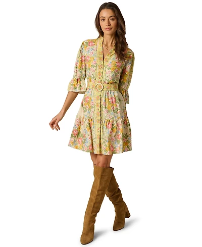 Adrianna Women's Printed Ruffle Short Dress